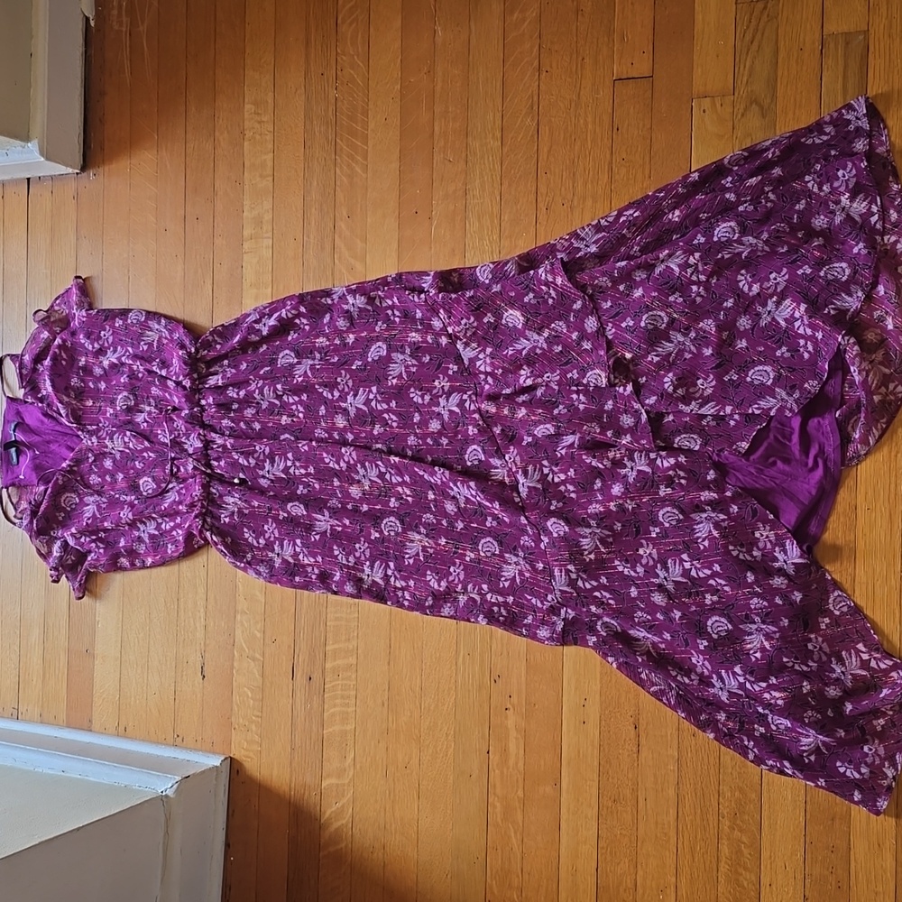 White House Black Market, Floral Halter High-Low Maxi Dress, EUC, Women's 2